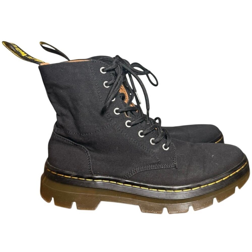 Dr Martens Combs Black Canvas 8-Eye Boots Women 8 Men 7 EU 39 US L8 M7